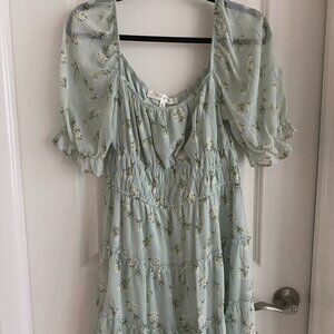 Row•A Nordstrom teal Mini Green Flora Dress (XL)
